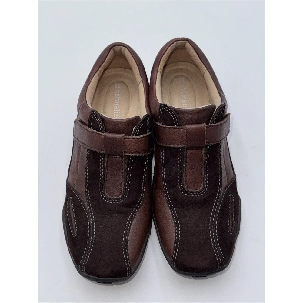 NATURALIZER 'Frasier' Carlo Brown Suede Leather Comfort Oxford Strap Flats 4.5 M